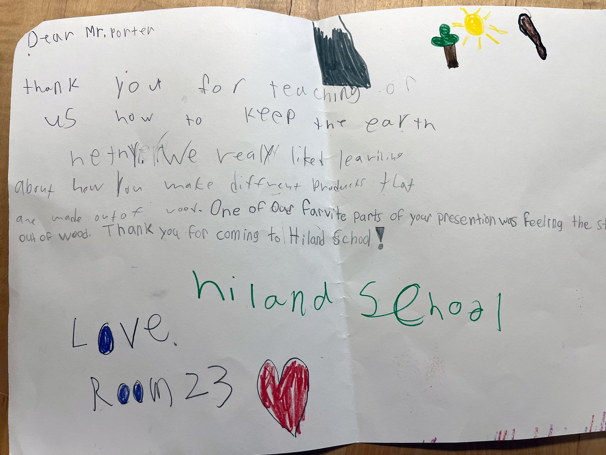 Student classroom notes from presentation